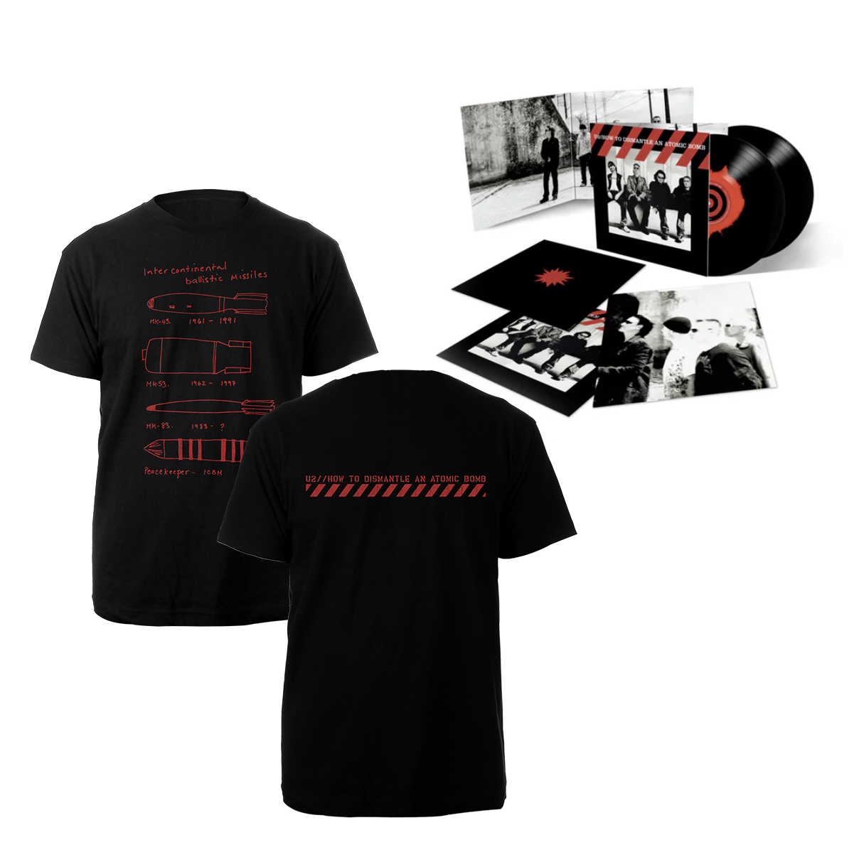 Intercontinental Tee + U2 ‘How To Dismantle An Atomic Bomb (20th Anniversary)’ Exclusive 2LP Black & Red Ink Spot Vinyl (Limited Edition)